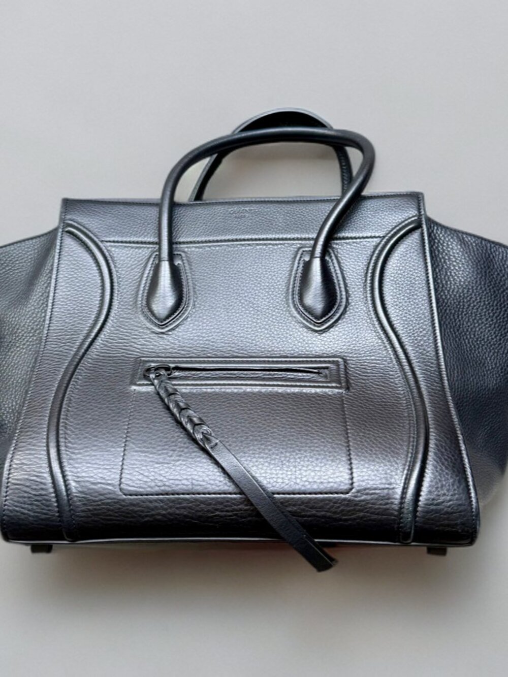 Celine Medium Black Leather Phantom Tote